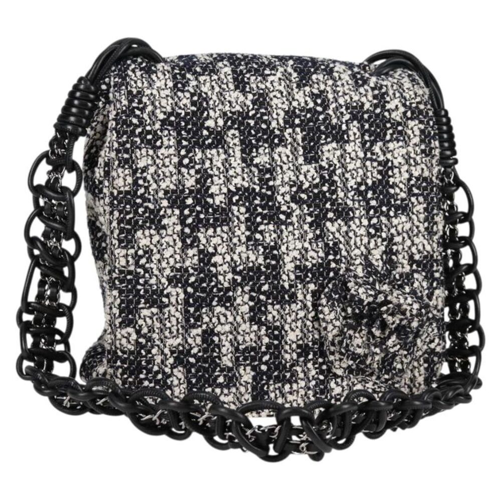 Chanel Camellia Messenger Tweed Black Tweed Shoulder Bag Bag